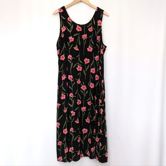 Vintage Long Tank Dress Floral Sleeveless Midi Maxi Cottage Retro Romantic 18 - Picture 1 of 10